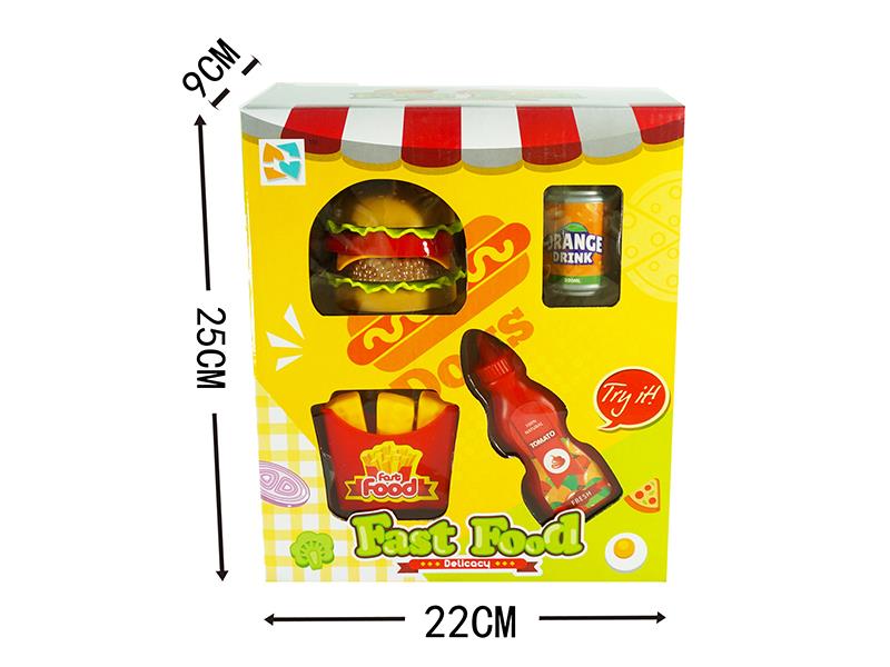 Simulation Hamburger Fruit Drink French Fries Ketchup Bottle Set