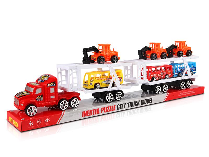 Friction Transport Truck With 3 Engineering Trucks, 3 Buses