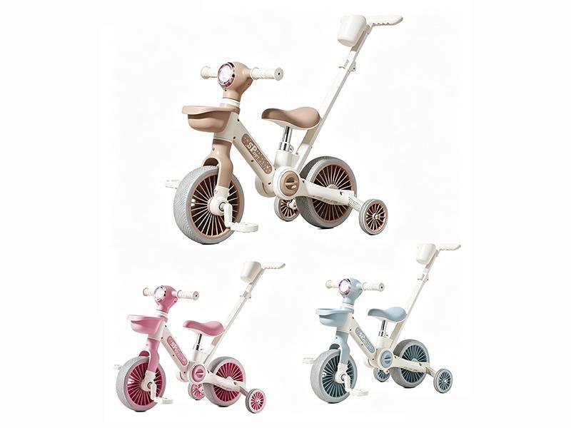 Foldable Multifunctional Balance Bike With Lights And Music, With Push Handle