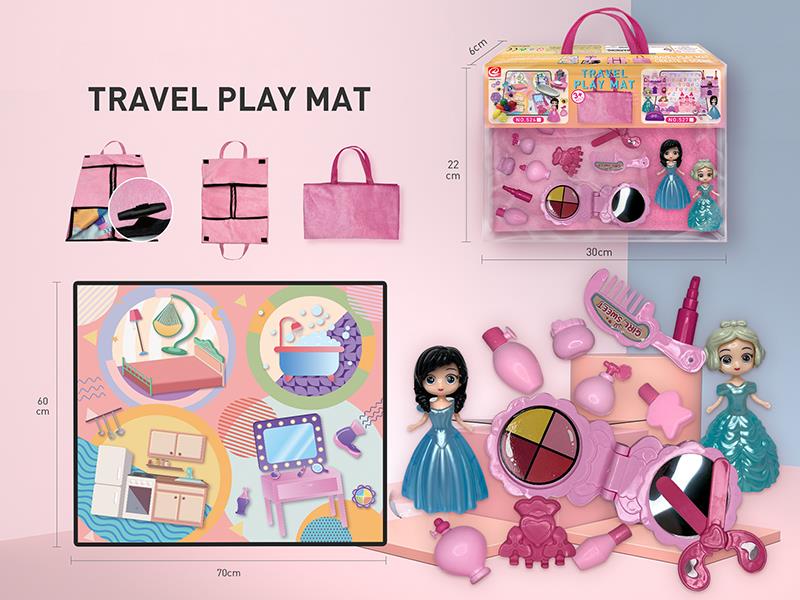 Travel Play Mat Portable Storage Bag - Princess Makeup Toys