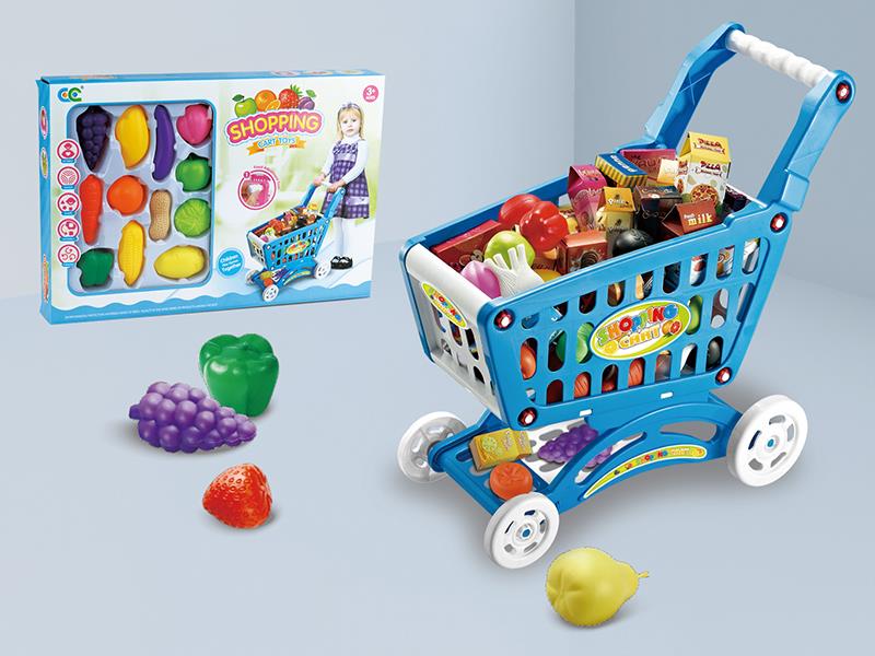 Shopping Cart With Fruits And Vegetables Set