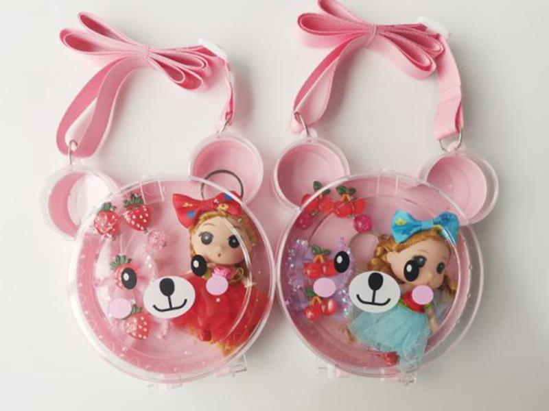 Panda Head Box Jewelry Set(Doll + Hair Clip+Earrings)