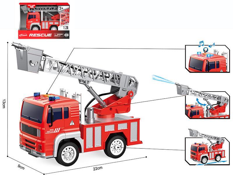 1:20 Friction Fire Engine (Three Keys,Sound And Light,Spray Water)