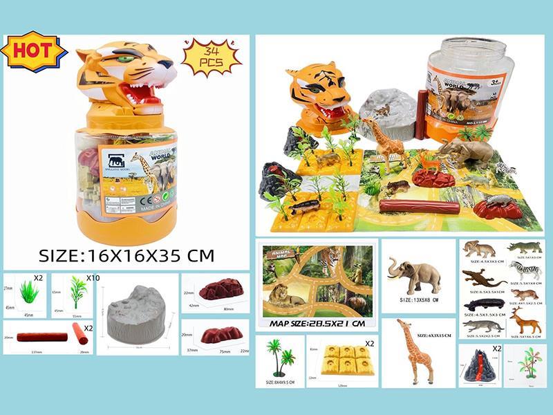 Wildlife Map Scene Set 34pcs