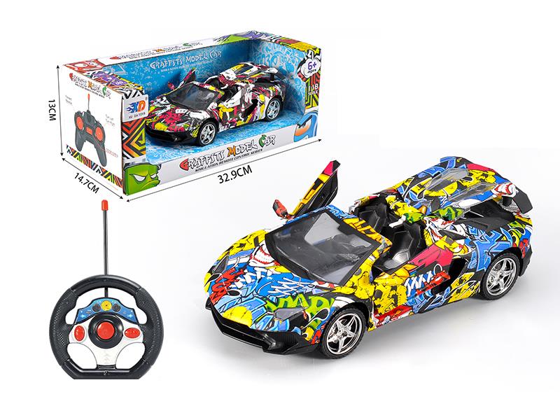 1:18 Lamborghini 3 Open Doors Graffiti Remote Control  Convertible Car(Not Included Batteries)