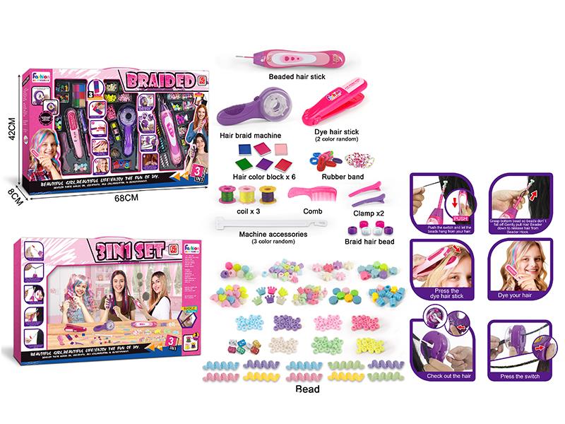 3 In 1 Hair Braider & Dye Hair Stick Set
