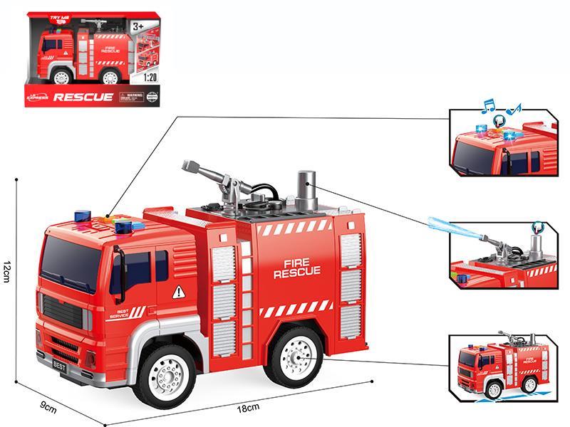 1:20 Friction Fire Engine (Three Keys,Sound And Light,Spray Water)