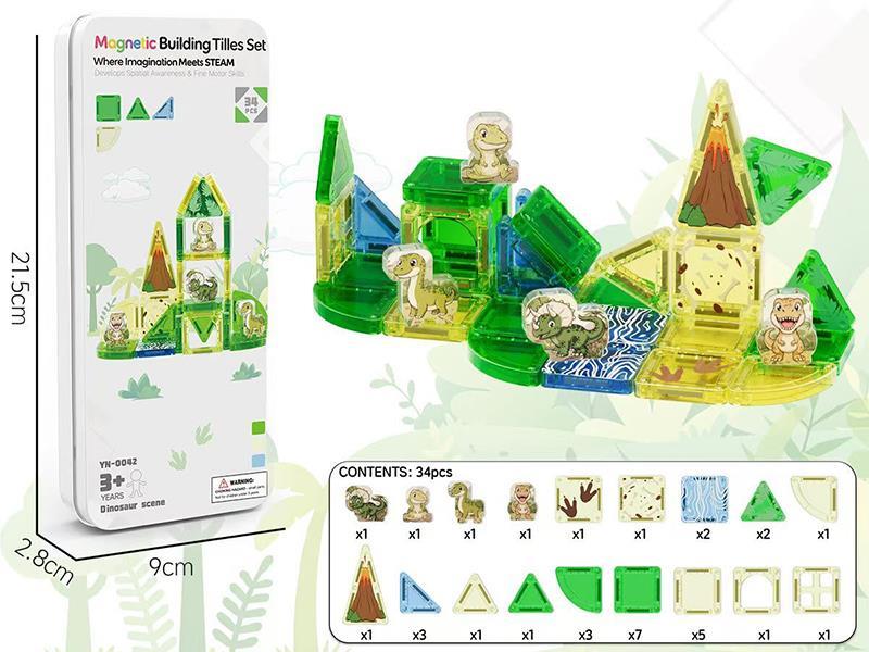 3.75cm Dinosaur Scene Magnetism Building Blocks 32pcs
