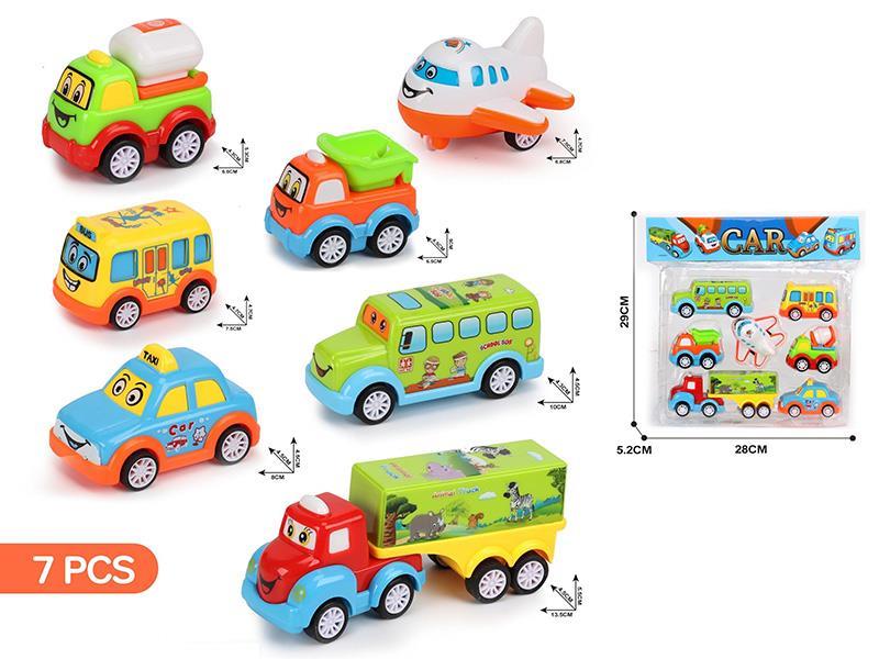 Friction, Pull Back Mini Cartoon Cars 7pcs