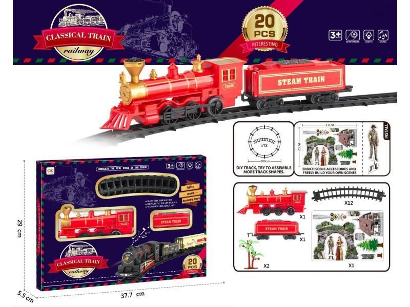 Electric Light And Music Track Train (Electricity Not Included) Children'S Electric Simulation Retro High-Speed Train Passing Track Car