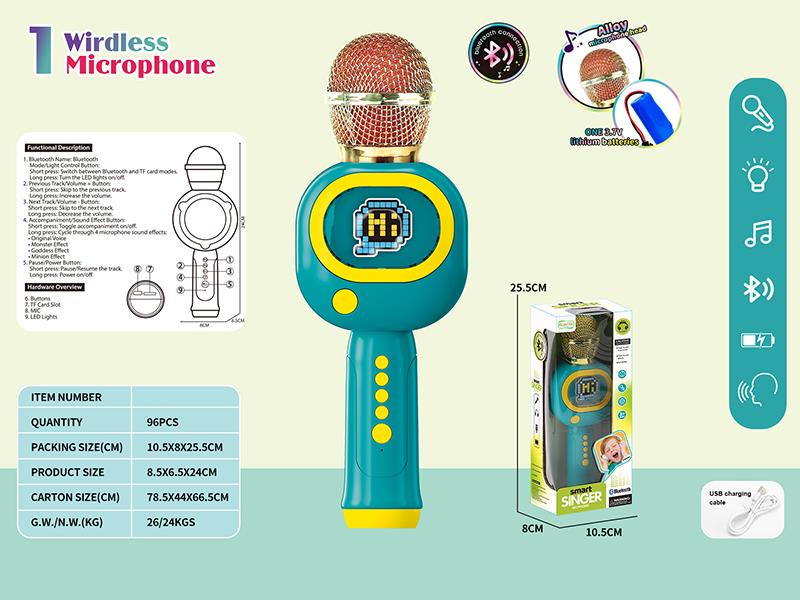 Bluetooth Microphone With Lights, Music