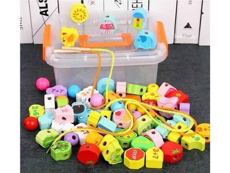 65pcs Wooden Stringing Toy