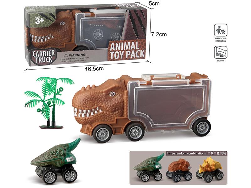 Slide Tyrannosaurus Rex Storage Car + 1 Pull Back Dinosaur Car,1 Tree
