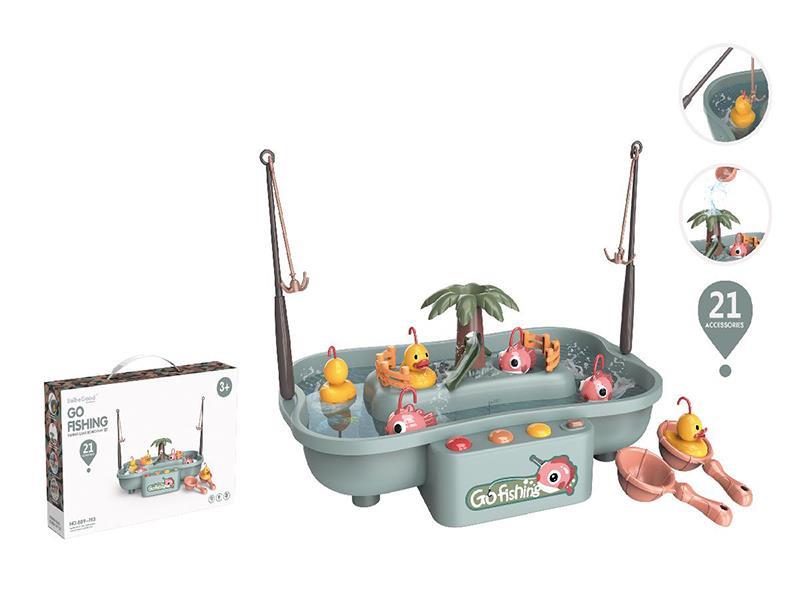Rotating Fishing Game(B/O Double Color Lights,6 children's Song)