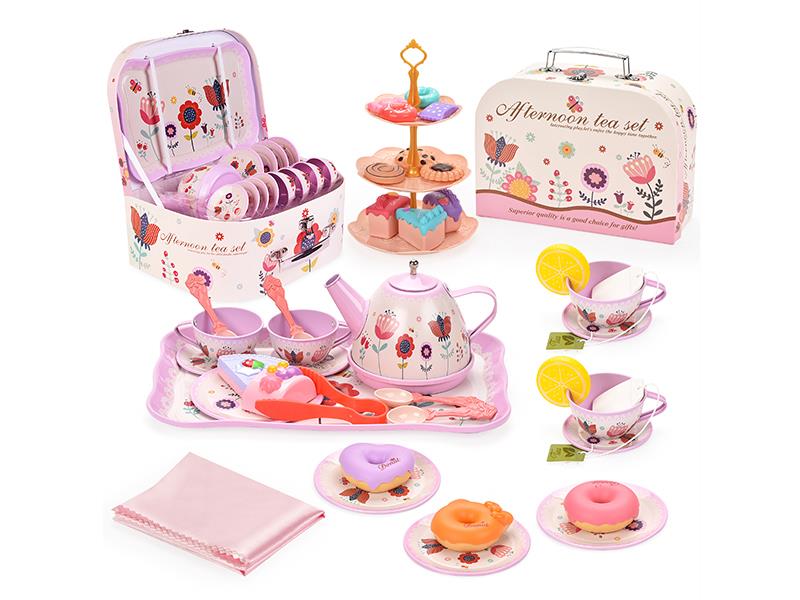 Pretend Play Toy Dessert Tinplate Tea Set 48pcs