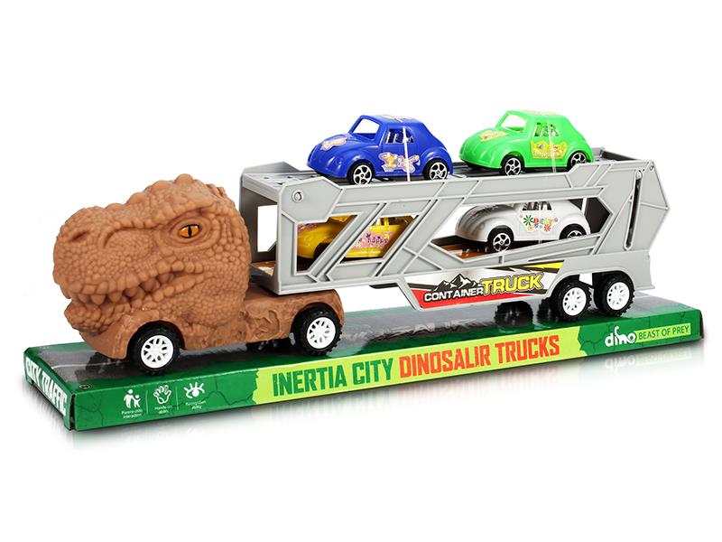 Friction Dinosaur Transport Truck With 4 Beetle Cars