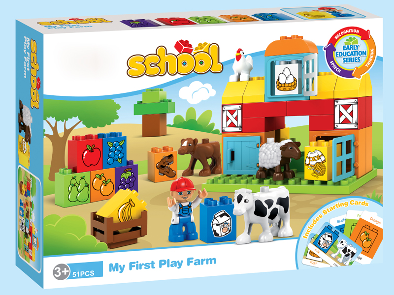51pcs Happy Play Farm Building Blocks