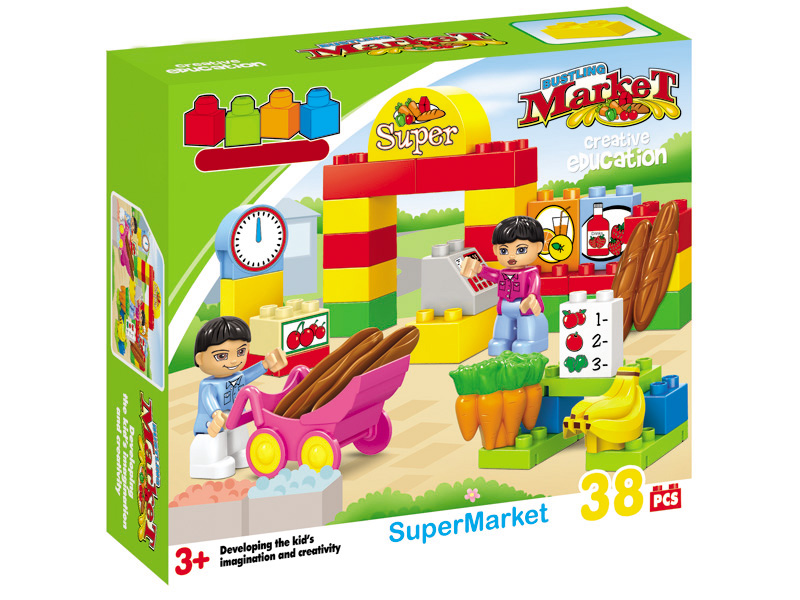 38pcs Market Building Blocks