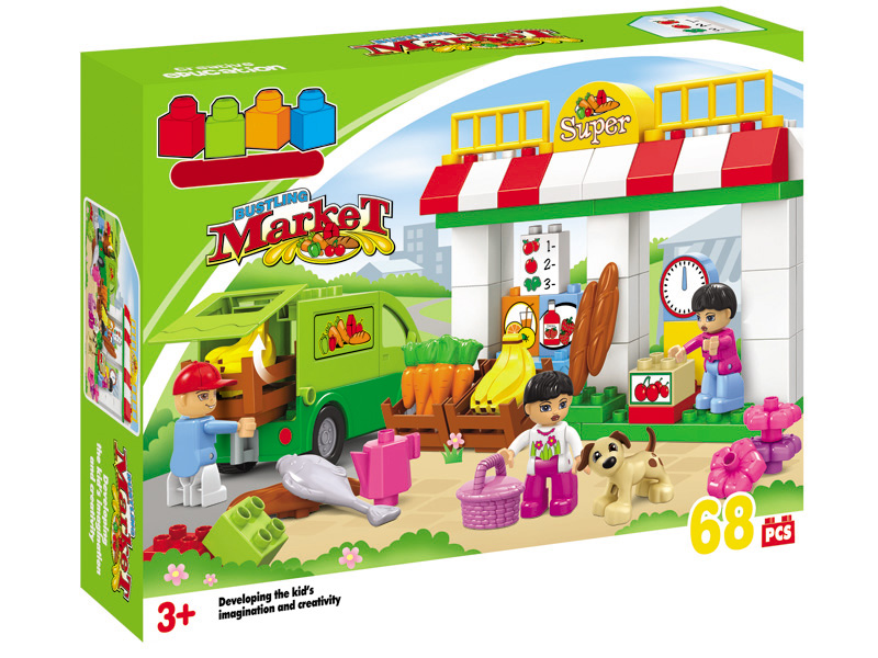 68pcs Market Building Blocks