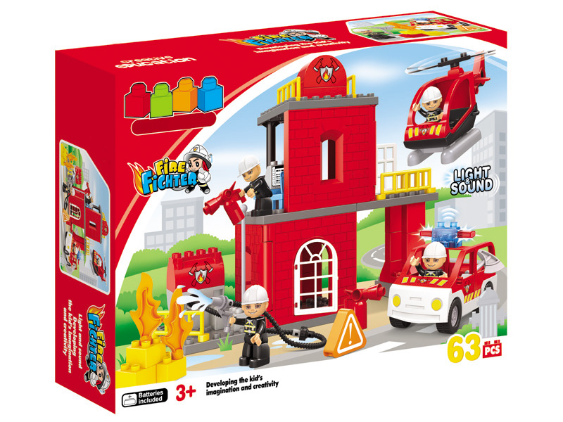 63pcs Fire engine Building Blocks