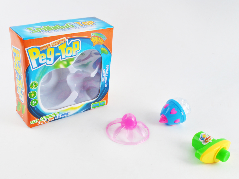 Super Lighting Spinning Heart-shaped Top With 1 PCS Flying Saucer
