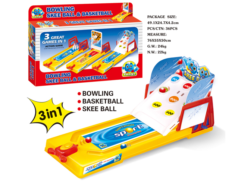 3 Great Games In 1 (Bowling + Skee Ball + Basketball)