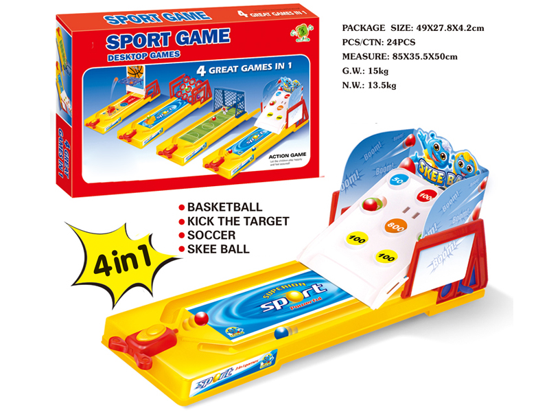 4 Great Games In 1 (Kick The Target + Skee Ball + Basketball + Soccer)