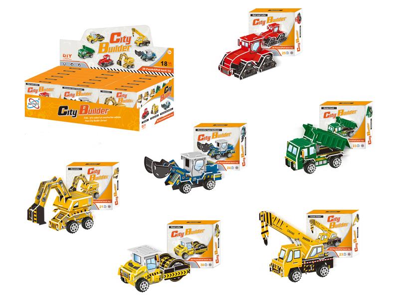 18PCS Building Car 3D Jigsaw Puzzle (English/6 ITEMS MIXED)