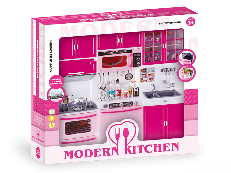 Pink Non-transparent Kitchen Combination