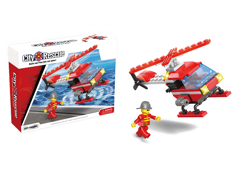 102PCS fire helicopter-building block toys