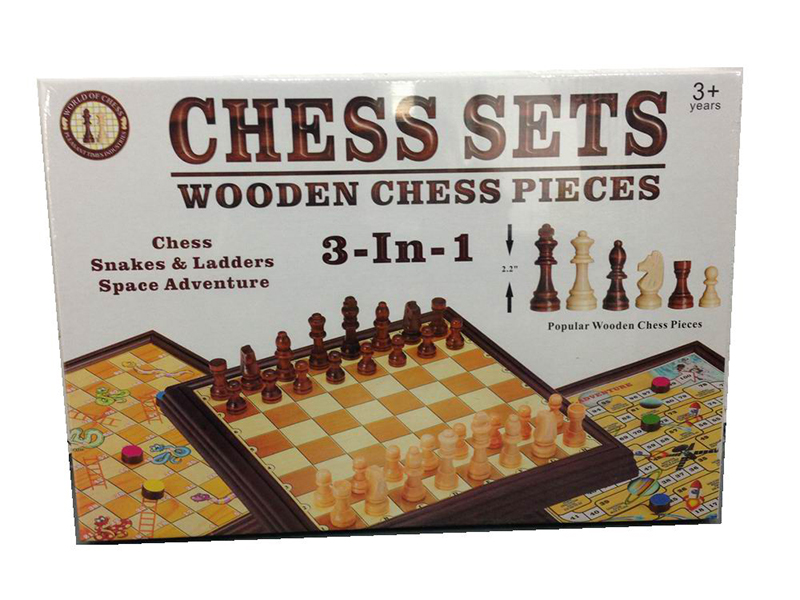 (3 In 1)Wooden game chess set