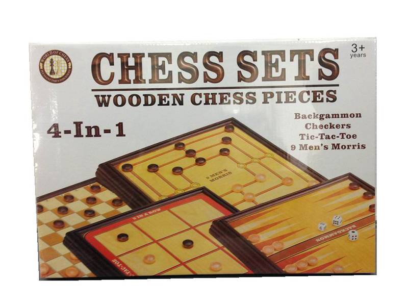 (4 In 1)Wooden game chess set