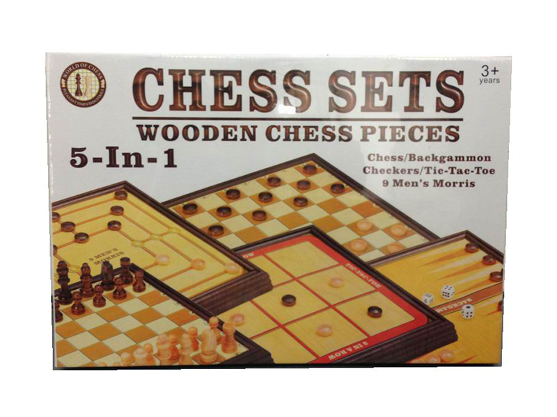 (5 In 1)Wooden game chess set