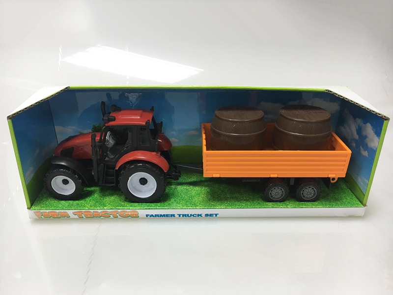Friction Farm Tractor + Wooden Cask