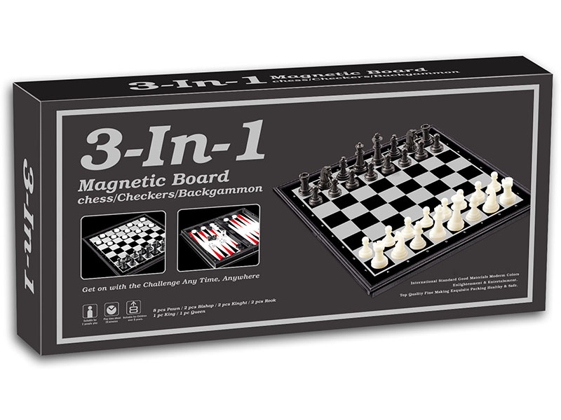 3 In 1 Magnetic Checkers/Chess/Backgammon(Russian)