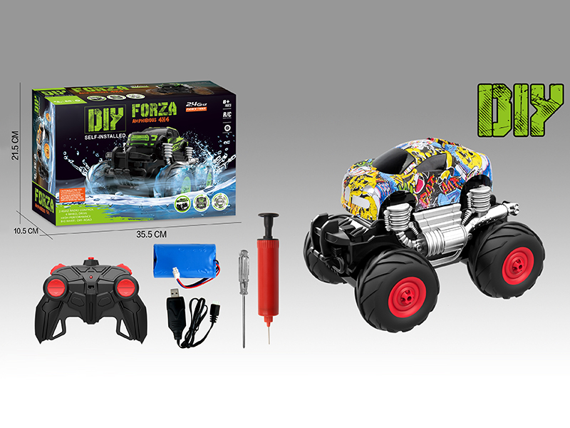 2.4G 4WD Amphibious DIY Graffiti Bugatti Remote Control Car