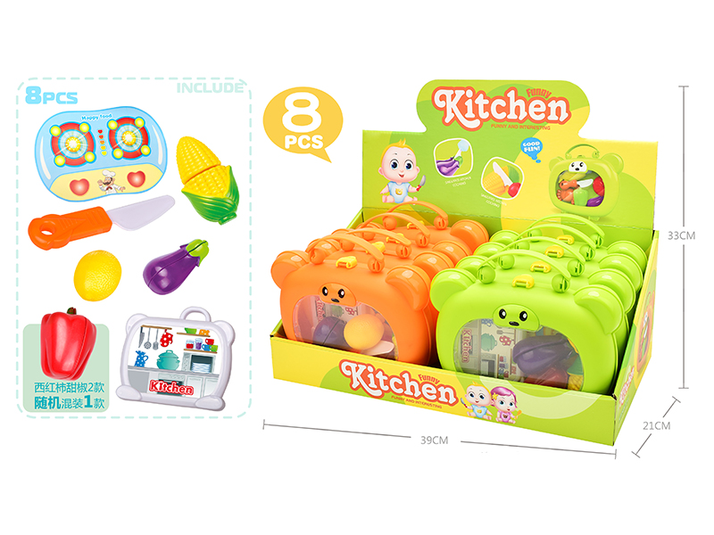 Kitchen Set Cutting Toy-Bear Plastic Case(Orange,Green)