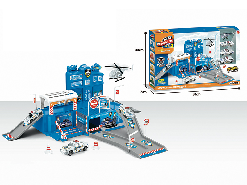 Police Parking Lot With 4PCS Alloy Cars
