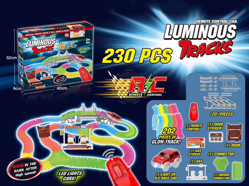 230PCS DIY Remote Control Glow In The Dark Rail Car