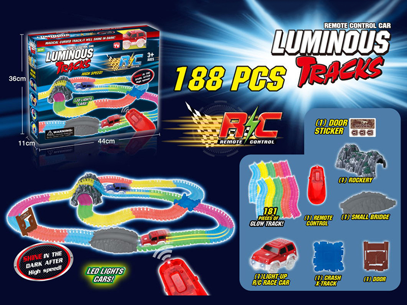 188PCS DIY Remote Control Glow In The Dark Rail Car