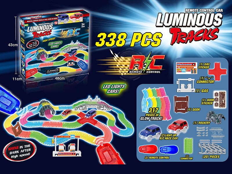 338PCS DIY Remote Control Glow In The Dark Rail Car