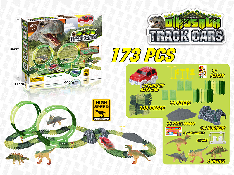 173PCS DIY Dinosaur Rail Car