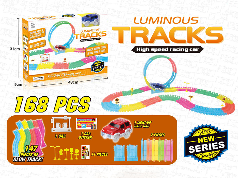168PCS DIY Glow In The Dark Rail Car