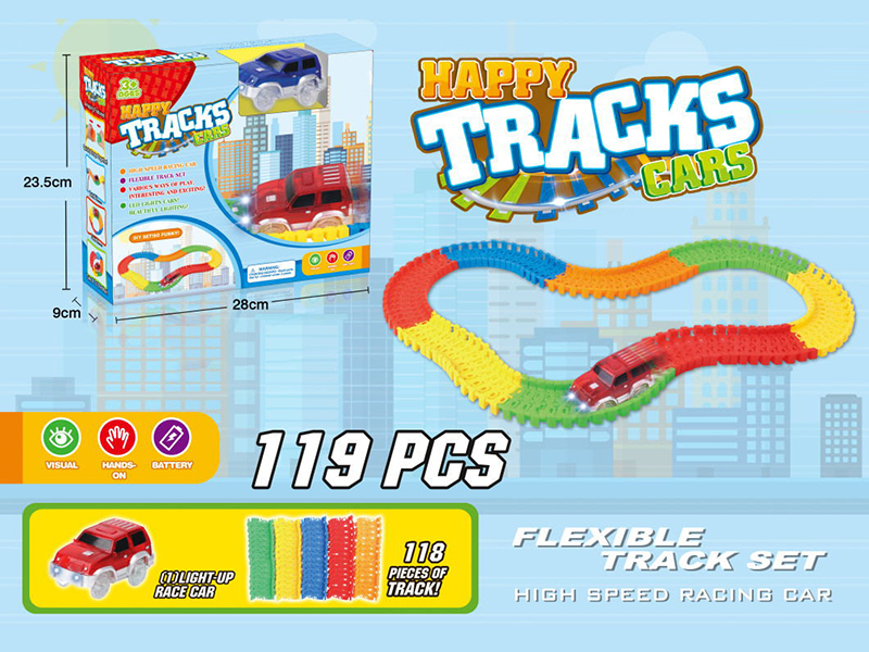 119PCS DIY Cartoon Rail Car