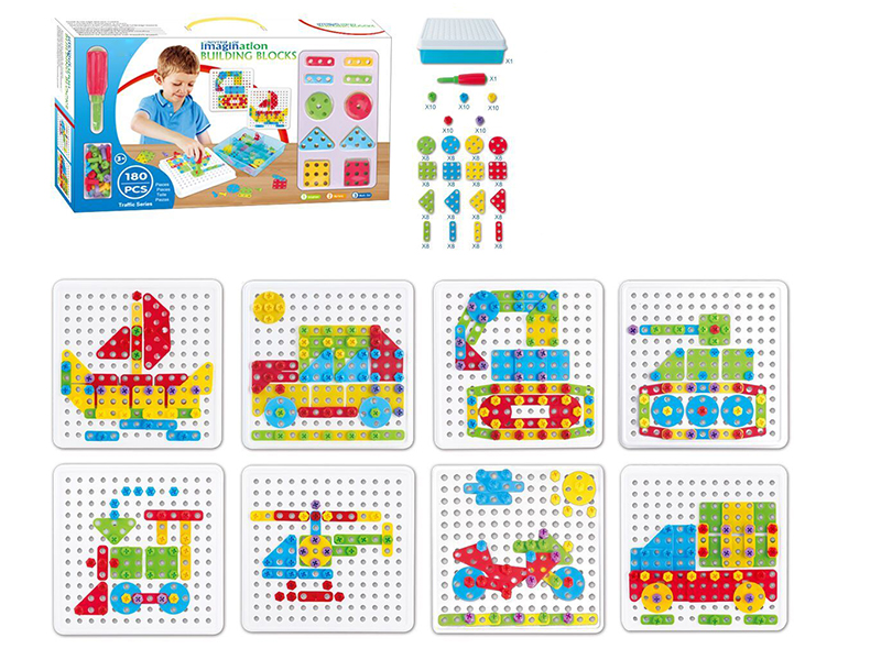 180PCS Building Blocks Puzzle Vehicle Theme