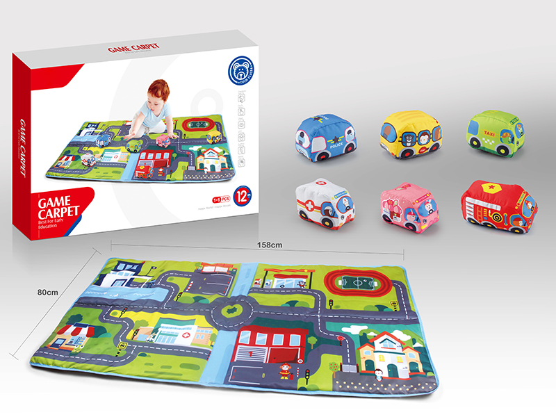 Baby  Cartoon Cloth Car + Game Blanket