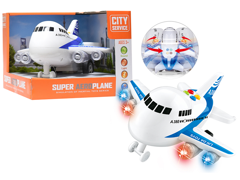 Friction Stunt Rotating Airplane With Light And Music