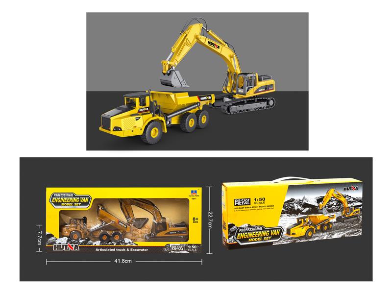 1:50 Half Alloy Excavator + Dumper