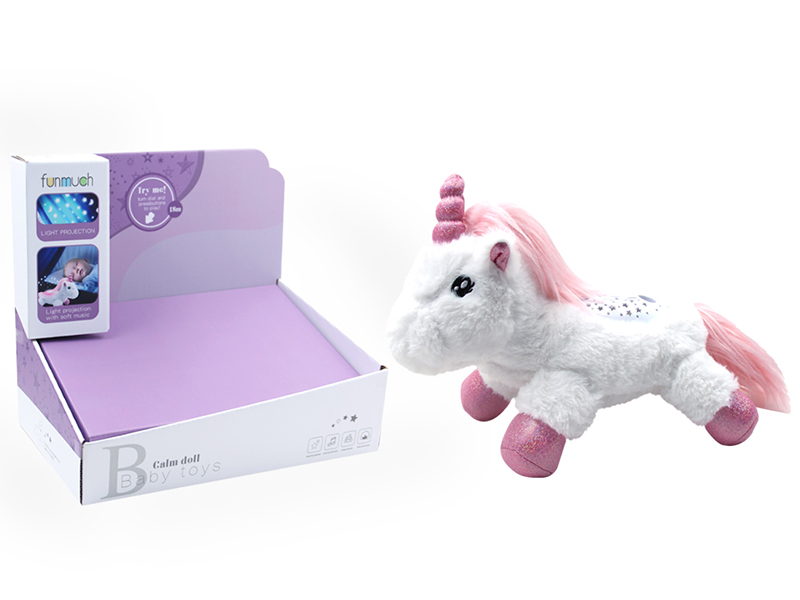 Calm Doll With Night Light Projection( Unicorn )