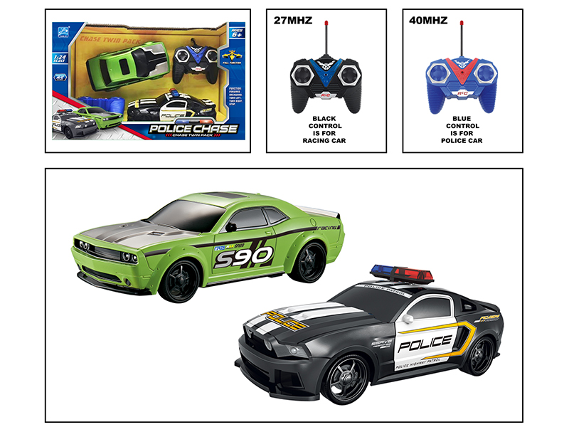 1:24 Police Chase R/C Car (2pcs Car)